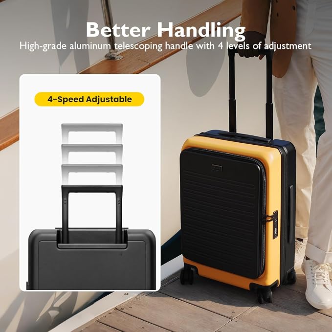 LEVEL8 Top Opening Carry on Luggage Hardshell, Large Suitcases - Image 5