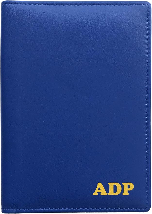 Personalized Monogrammed Cobalt Blue Leather RFID Passport Wallet by 123CheapChecks