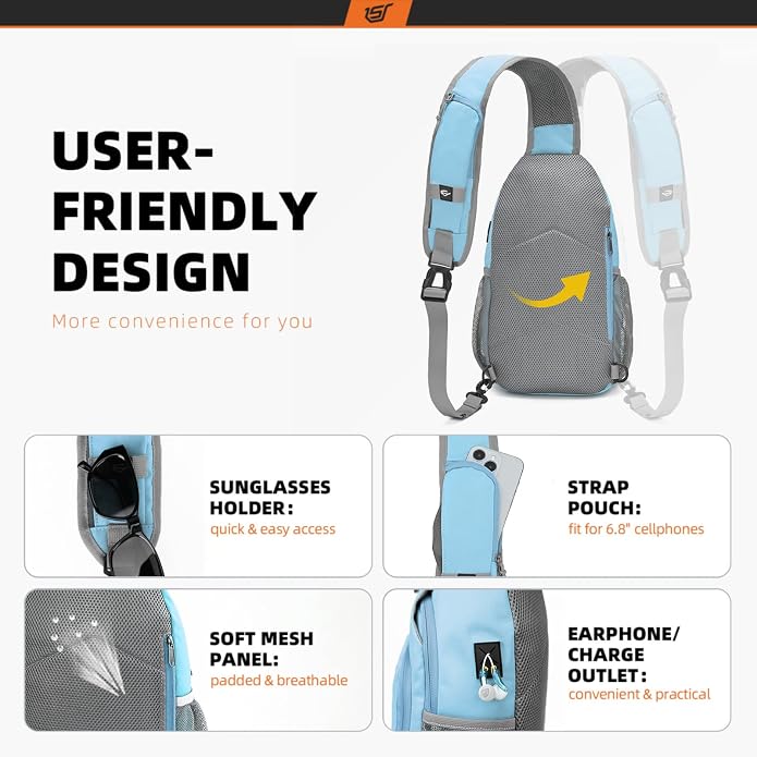 SKYSPER Sling Bag RFID Crossbody Sling Backpack Cross Body Shoulder Bag Travel - Image 4