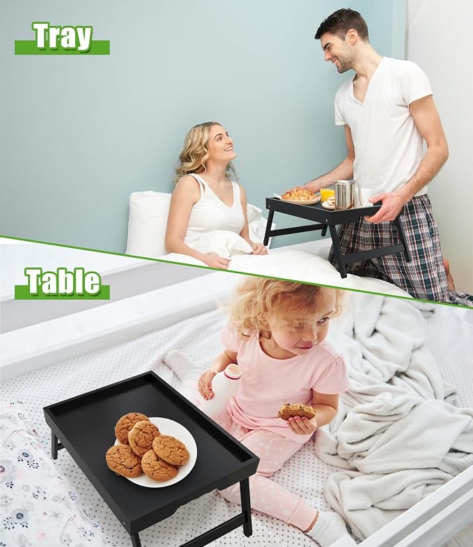 Bed Tray Table with Folding Legs, Bamboo Breakfast in Bed - Image 6