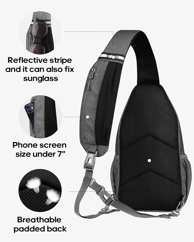WATERFLY Crossbody Sling Backpack Sling Bag Travel Hiking Chest Bag Daypack - Image 4