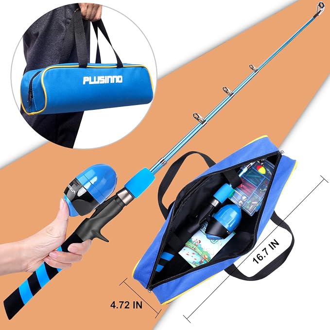 PLUSINNO Kids Fishing Pole, Portable Telescopic Fishing Rod and Reel Combo Kit - - Image 3