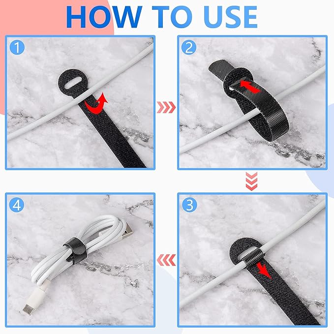 100 x Colourful Reusable Cable Ties, Cable Straps, Adjustable Cable Ties - Image 5