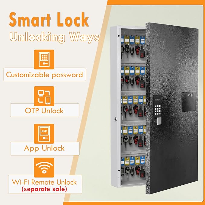 104 Keys Lock Box with Drop Slot, Key Cabinet Wall Mount, Fixed Code/OTP - Image 2