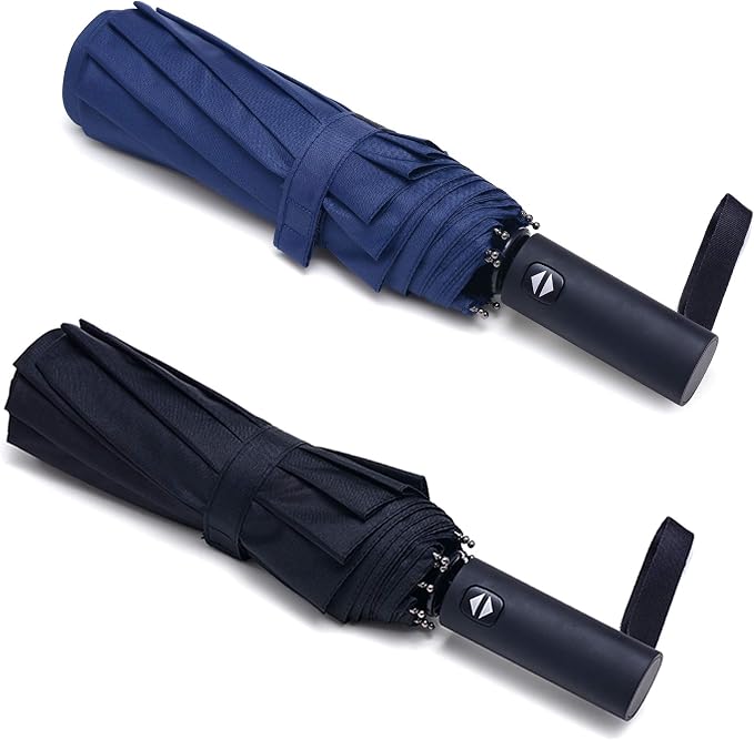 PFFY 2 Packs Travel Umbrella Windproof Auto Open & Close Collapsible Folding by PFFY
