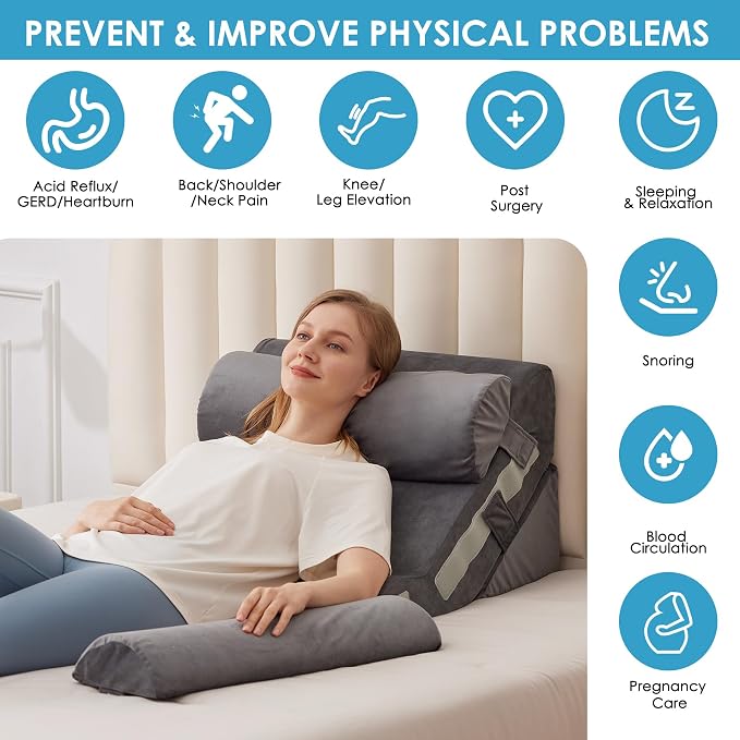 4PCS Bed Wedge Pillow for Headboard, Adjustable Wedge Pillow for Sleep Apnea - Image 2