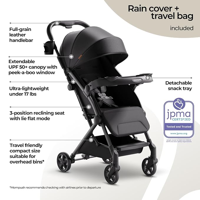 Mompush Lithe V2 Lightweight Travel Stroller, Compact Foldable Baby Stroller - Image 2
