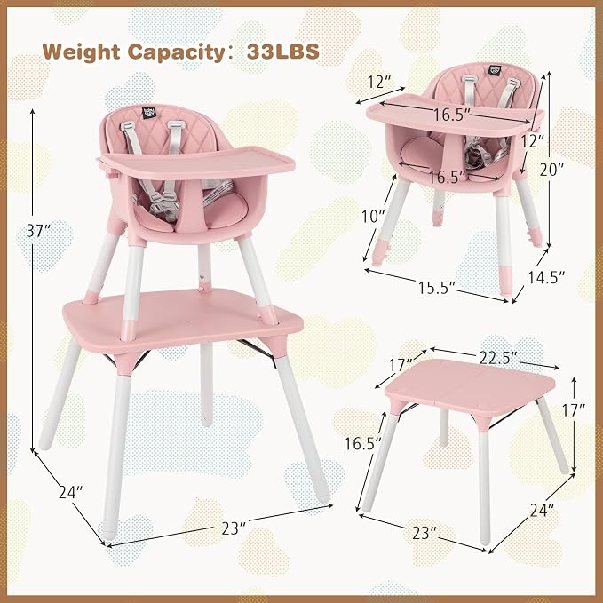 BABY JOY High Chair, 5 in 1 Convertible Highchair - Image 6