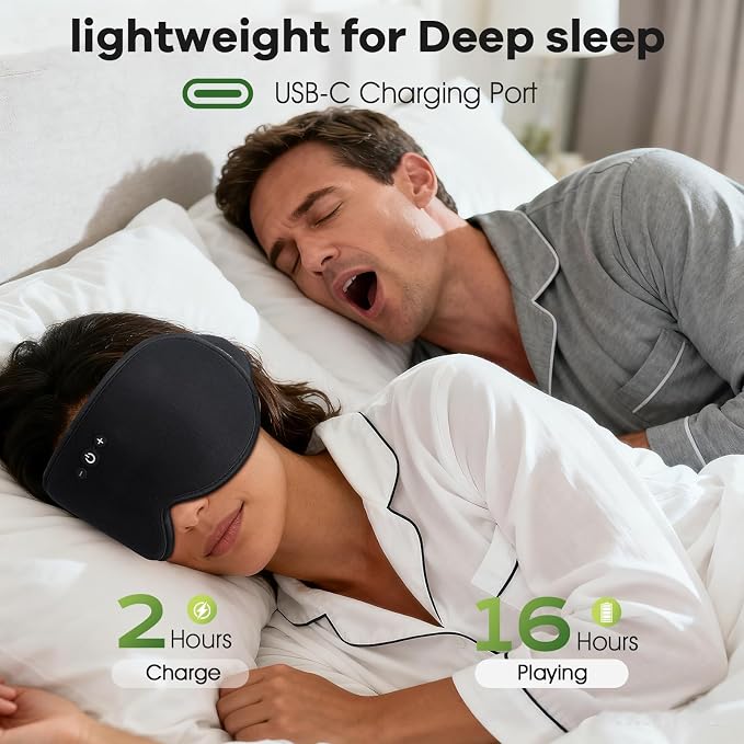 3D Sleep Headphones with Bluetooth 5.4 Sleep Mask, Bamboo Cotton Music Wireless - Image 8