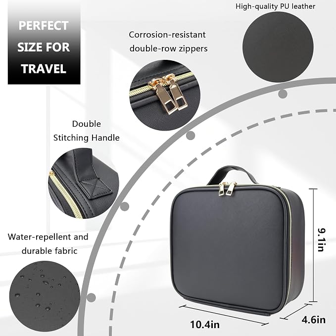 Travel Makeup Bag for Makeup Artists Large Makeup Case, - Image 3