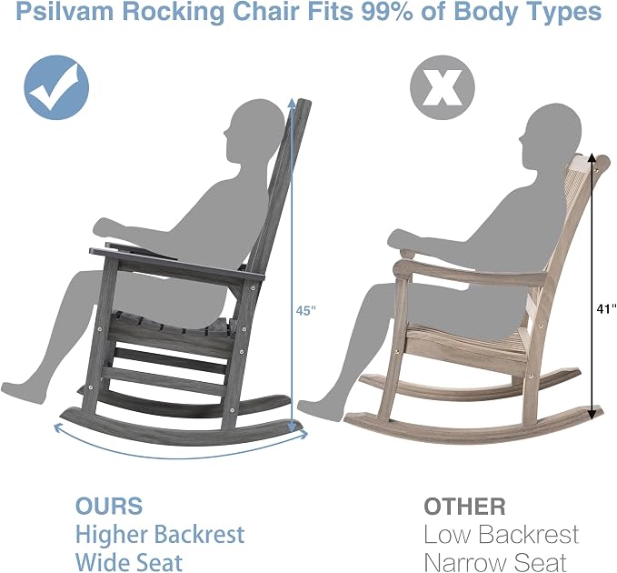 Psilvam Outdoor Rocking Chair, Poly Lumber Oversized Rocking Chair - Image 3