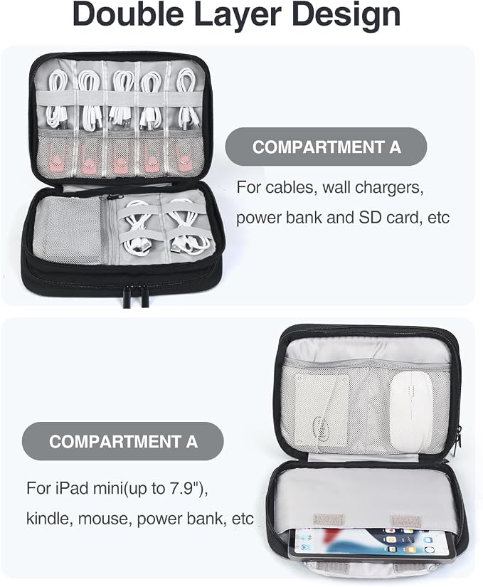 Luxtude Electronics Organizer, Portable Cable Organizer Bag - Image 4