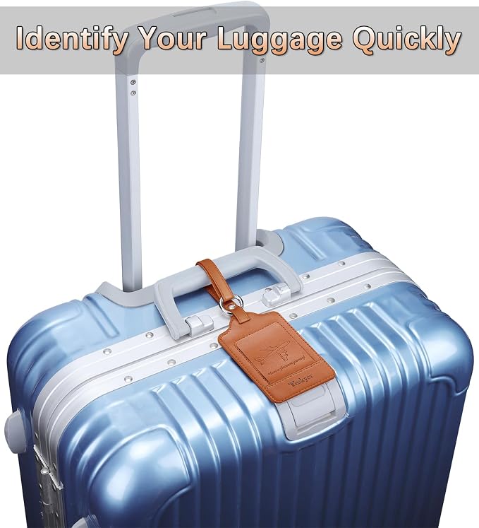 Teskyer Luggage Tags, 3 Pack Premium PU Leather Luggage Tags Privacy Protection - Image 9