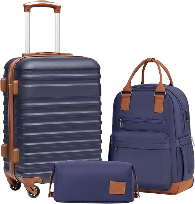 Coolife Luggage Sets Suitcase Set 3 Piece Luggage Set Carry On Hardside Luggage by COOLIFE