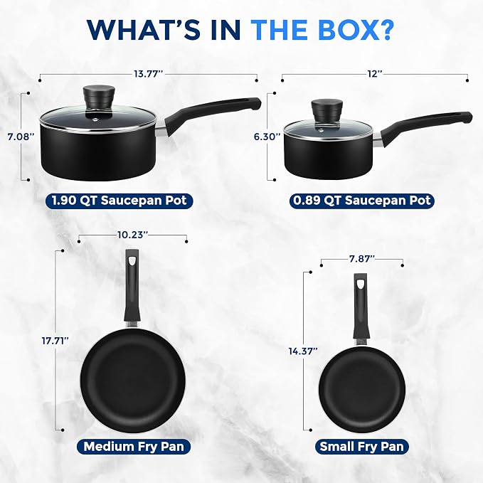 SereneLife 6-Piece Pots and Pans Set – Nonstick Cookware, Heat-Resistant - Image 3