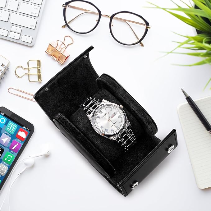 Leather Travel Watch Case, Single Watch Gift Box - Image 6