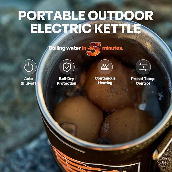Joulle Kettle Pot, 500 W Electric Camping Stove, 3 Mode Portable Tea Kettle - Image 4