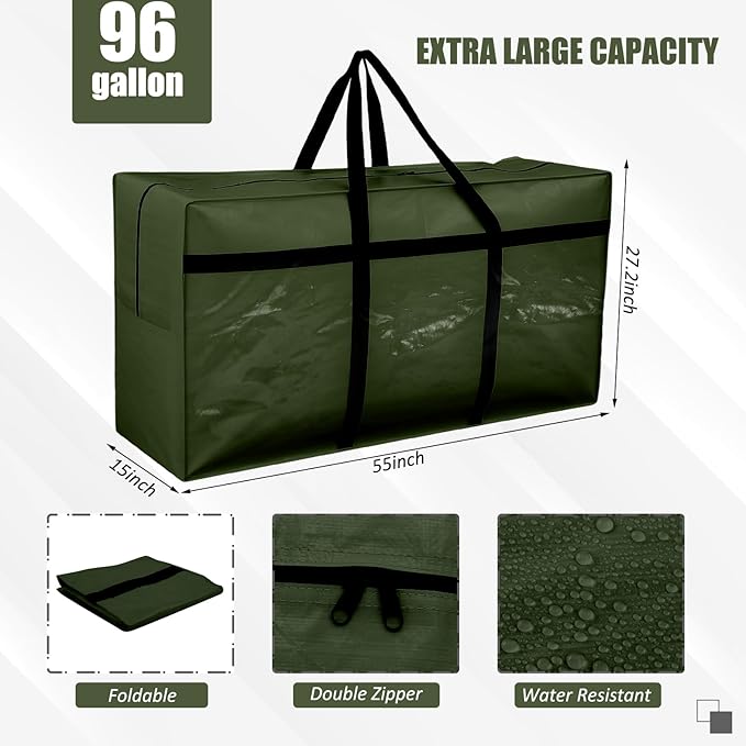 4 Pcs Large Moving Bags with Zipper and Handles Foldable Storage Duffle Bags - Image 2