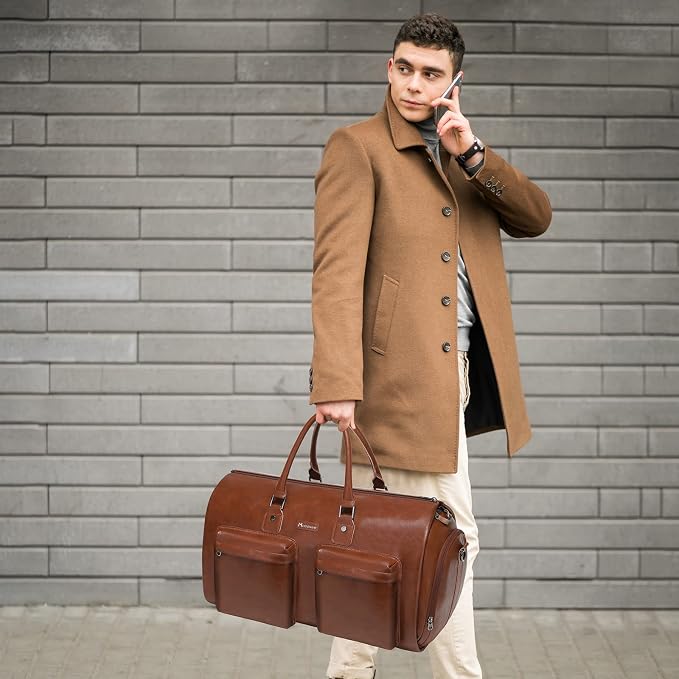 Leather Garment Bag for Travel, Modoker Carry On Suit Carrier Travel Bag - Image 7