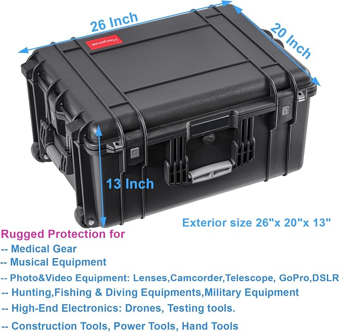 Rolling Hard Case with Foam, Equipment Case with Wheels and 4 Handles - Image 2
