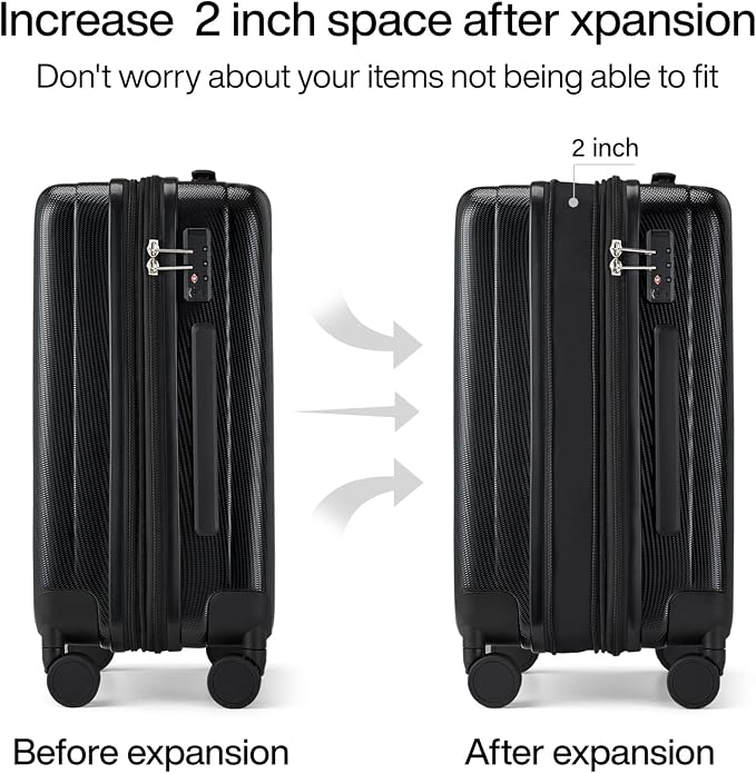 Hanke 20 Inch Expandable Carry on Luggage 22x14x9 Airline Approved Lightweight - Image 3