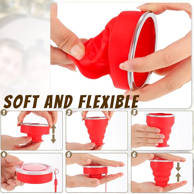 12 Pcs Silicone Collapsible Cup 7.04 oz Folding Camping Travel Collapsible - Image 4