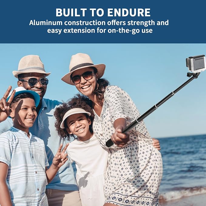 36'' Extension Selfie Stick Extendable Monopod Pole Waterproof Handle Grip - Image 8