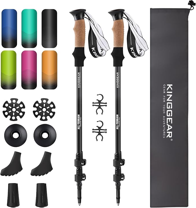 KINGGEAR Nordic Walking Stick, TP1 Hiking Poles Retractable Lightweight 7075 by KINGGEAR