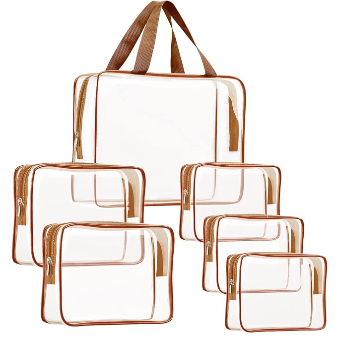 6Pcs Crystal Clear PVC Travel Toiletry Bag Kit by ROYBENS