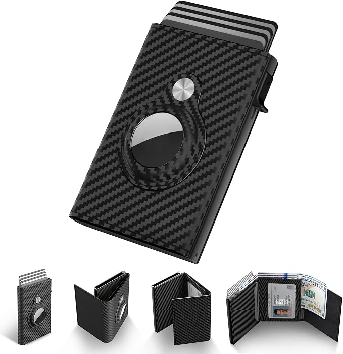 Mens Smart Wallet Card Holder for AirTag: Leather, Compatible by typecase