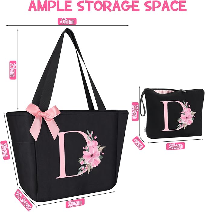 Vavabox Tote Bag, A-Z Initial Monogrammed Waterproof Tote Bag, Bridesmaid Gifts - Image 3