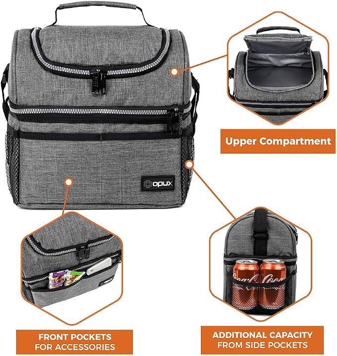 OPUX Lunch Box For Men Women, Insulated Large Lunch Bag Adult Work, Double - Image 6