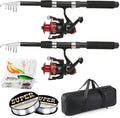 Fishing Rod, 6.9ft 2Pcs Telescopic Fishing Rods Set, Carbon Fiber Fishing Pole by Tripquips
