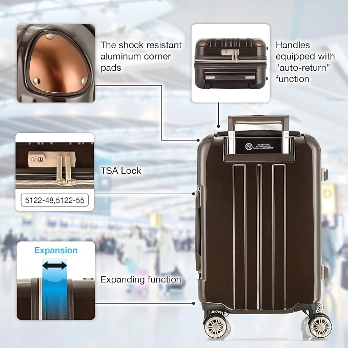 LEGEND WALKER Hardside Expandable Zipper Luggage, 5122-48-BK - Image 3