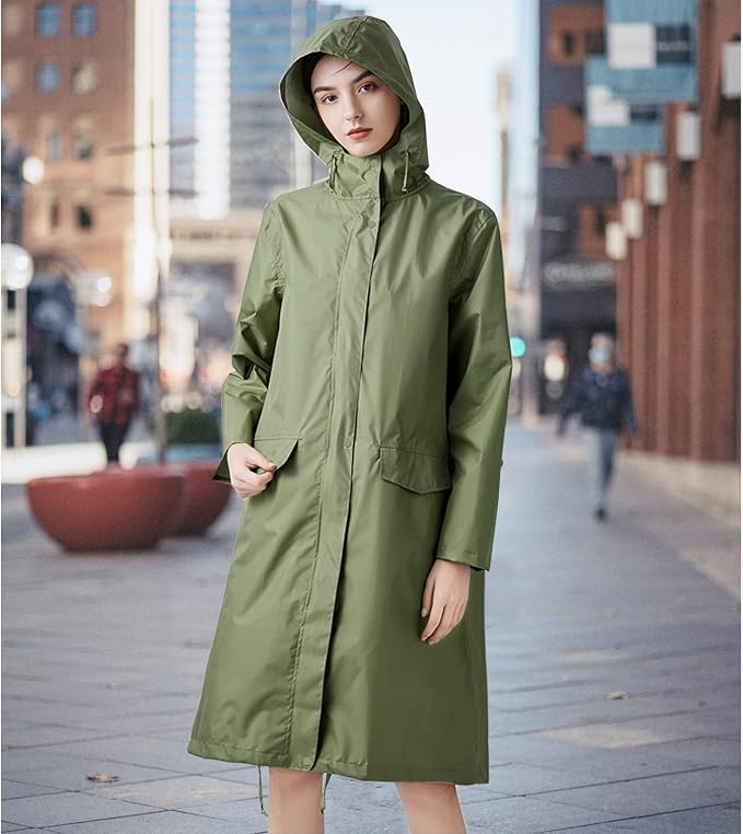 ANYOO Waterproof Rain Poncho Lightweight Reusable Hiking Hooded Coat Jacket - Image 7