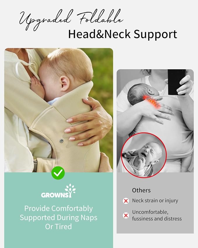 GROWNSY Baby Carrier Newborn to Toddler, Cozy Baby Wraps Carrier, Ergonomic - Image 3