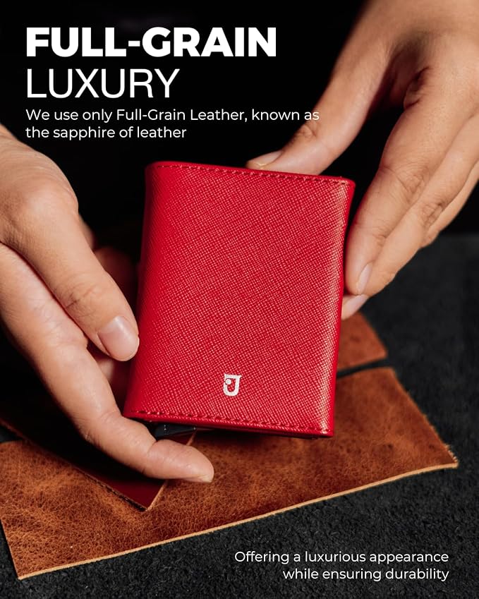 Jenoss Smart Wallet For Men & Women: Full Grain Leather, Handcrafted, Slide - Image 2