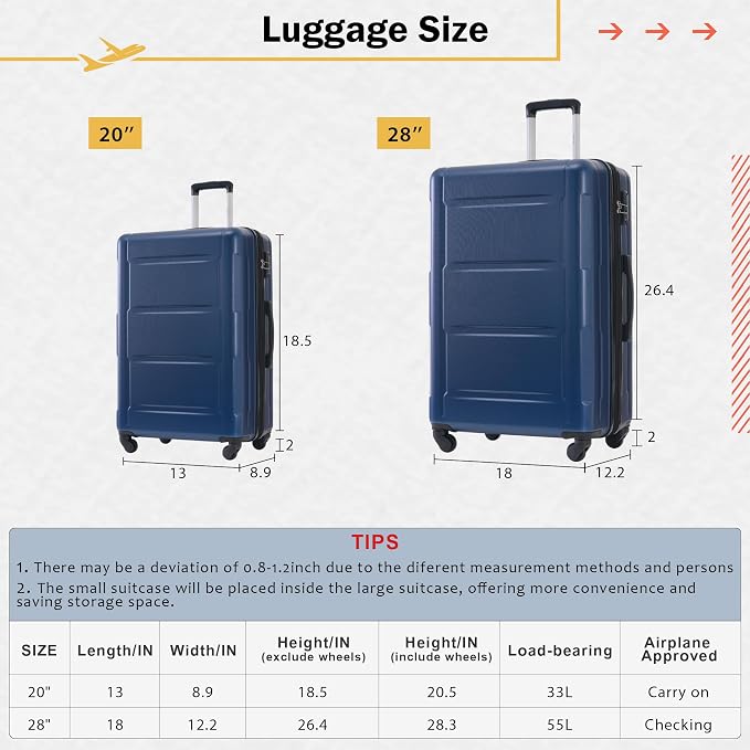 Merax Luggage Set 2 Piece Suitcase Sets - Image 4