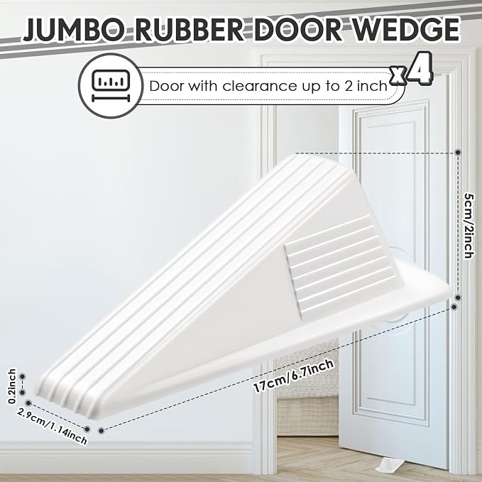 Frienda 4 Pcs Jumbo Door Stoppers Heavy Duty Door Stopper Tall up to 2inch Tall - Image 2