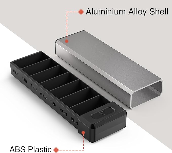 HEIYING Pill Organizer with Aluminum Shell - Image 2