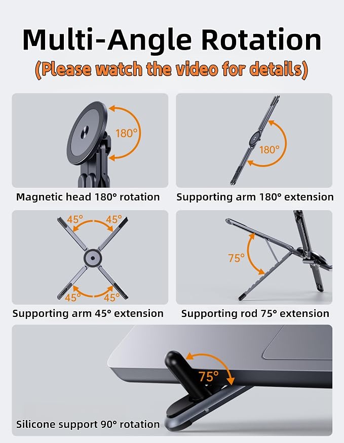 3-in-1 Folding Aluminum Alloy Laptop Stand, Height Adjustable Ergonomic - Image 9