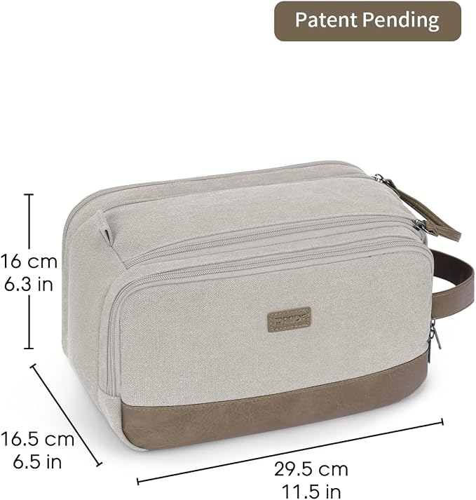 WANDF Toiletry Bag for Men Travel Toiletry Organizer Canvas and Leather Dopp - Image 6