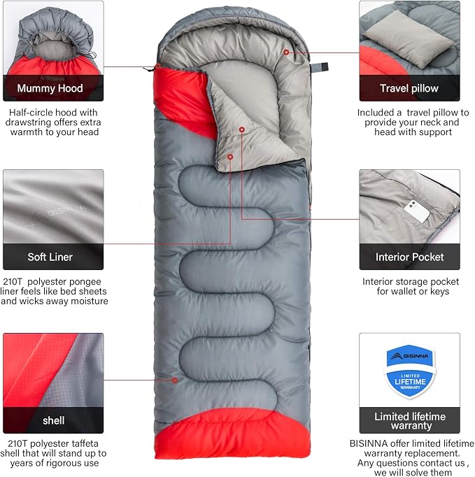 BISINNA Sleeping Bag with Pillow - Image 3