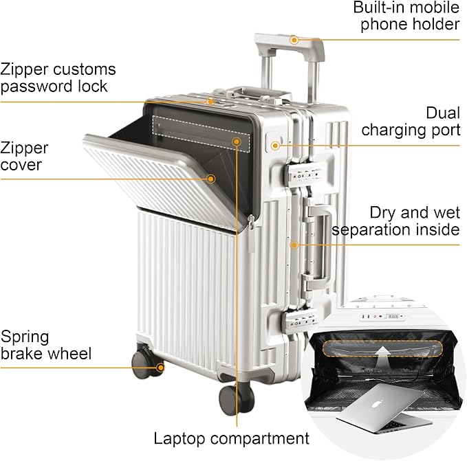 2-Piece Hardshell Zipperless Luggage Set, 20/26" Aluminum Frame Hardshell - Image 3