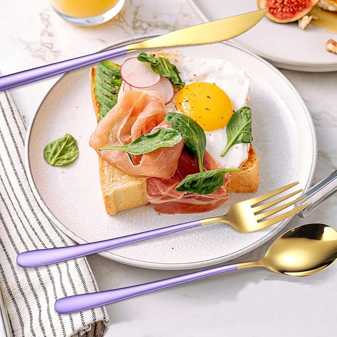 AARAINBOW 6 Pieces 18/8 Stainless Steel Flatware Set Portable Reusable Cutlery - Image 4