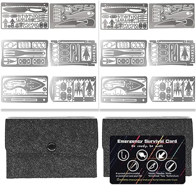 PSKOOK 12 Pcs Survival Multitool Card Emergency Camping Tool EDC Kit in Your by PSKOOK