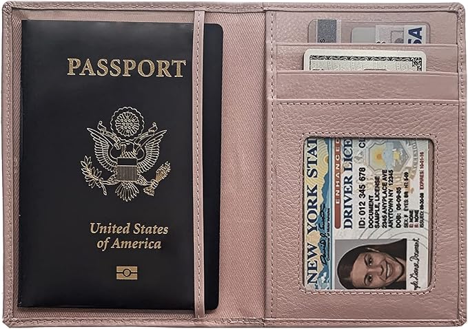 Personalized Monogrammed Blush Leather RFID Passport Wallet - Image 5