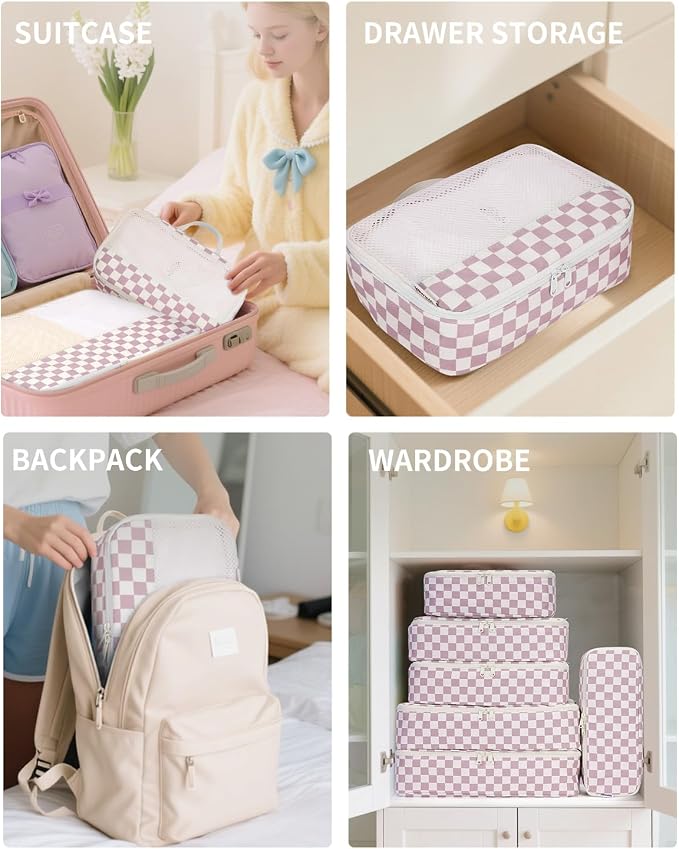 Narwey 7 Set Checkered Packing Cubes - Image 5