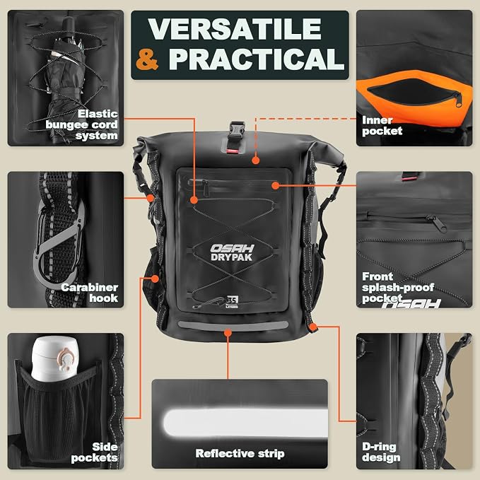 Waterproof Backpack Dry Bag 35L/55L/85L – Heavy Duty Roll-Top Hiking Backpack - Image 3