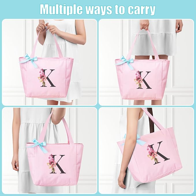 Vavabox Tote Bag, A-Z Initial Monogrammed Waterproof Tote Bag, Bridesmaid Gifts - Image 4